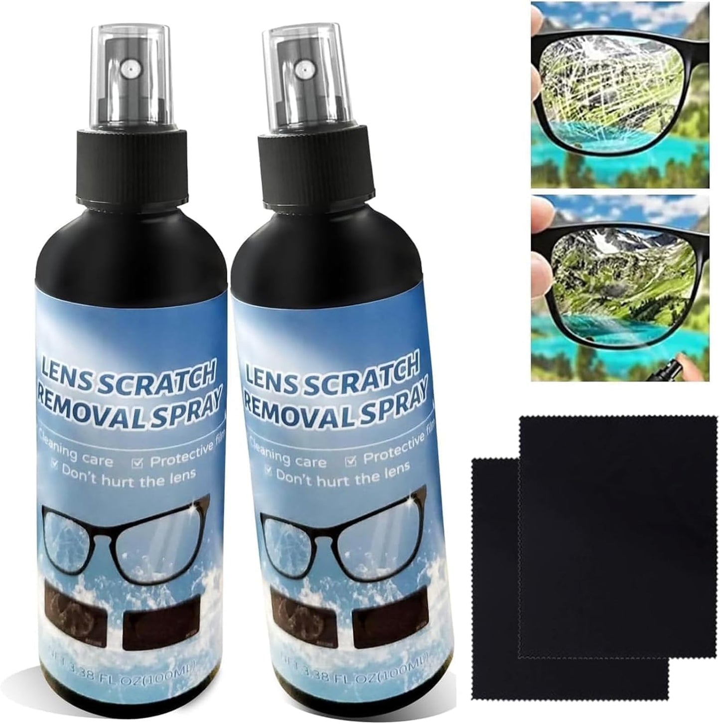 2PCs Lens Scratch Remover for Eyeglasses - Scratch Removal Spray