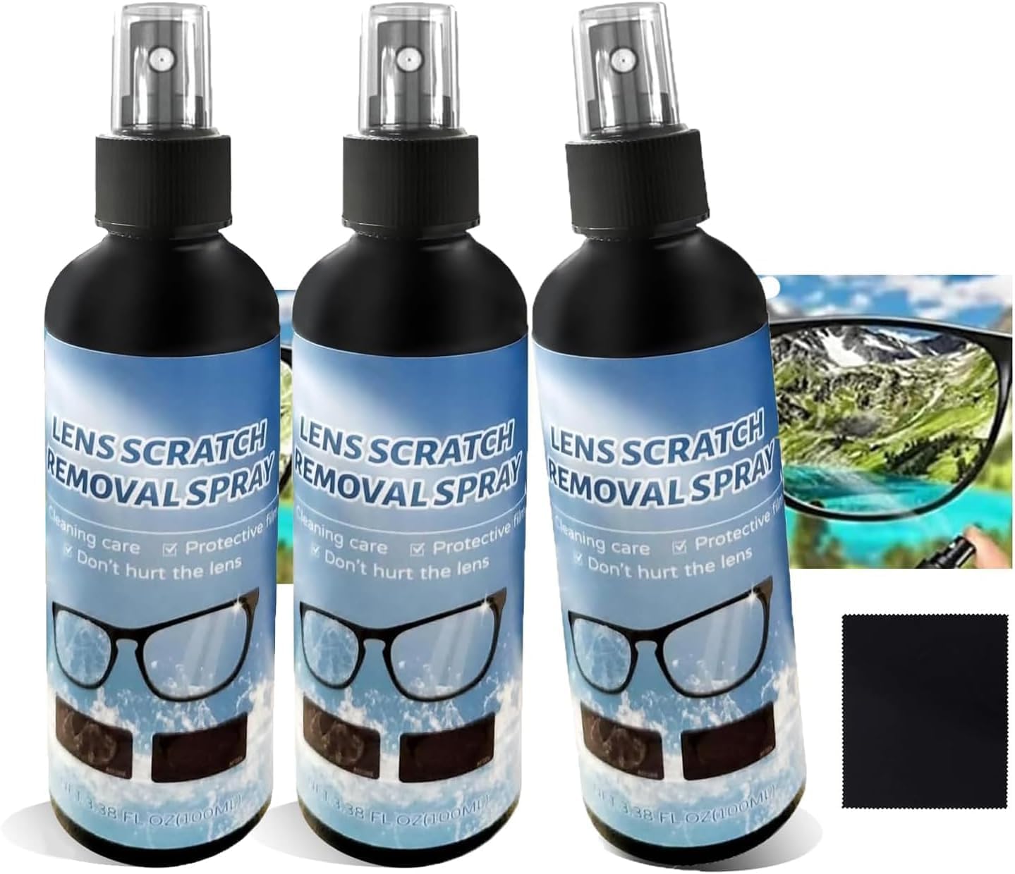 3Pcs Lens Scratch Remover Spray for Glasses – 100ml Eyeglass Repair Fluid