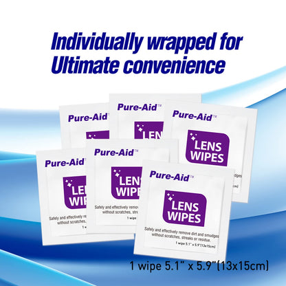 Lens Wipes 100ct (1pk) – Clean Eyeglasses, Lenses & Smartphones | Pure-Aid