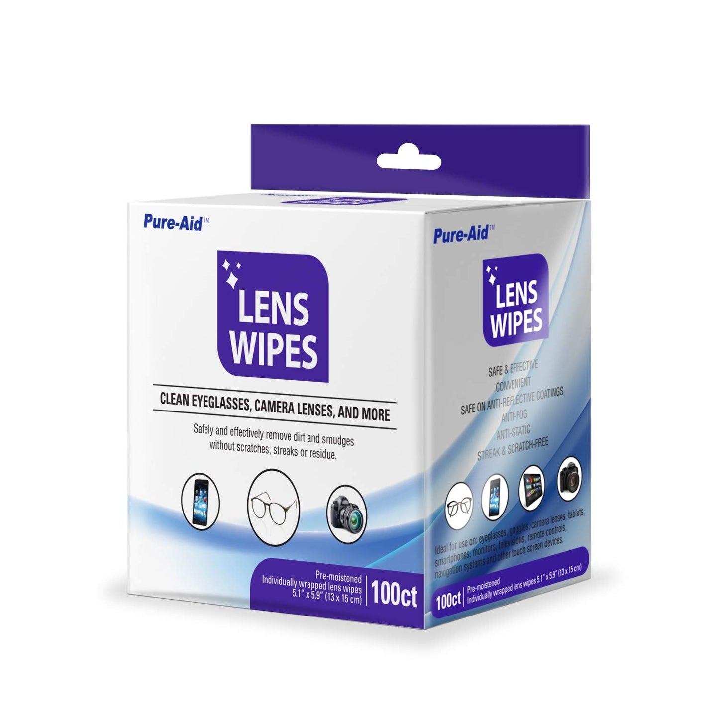 Lens Wipes 100ct (1pk) – Clean Eyeglasses, Lenses & Smartphones | Pure-Aid