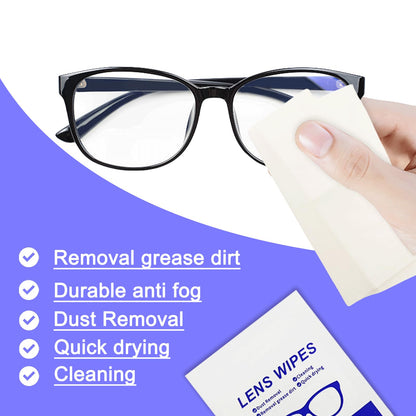 Lens Wipes 220pcs – Individually Wrapped Pre-Moistened Wipes for Eyeglasses, Phone Screens & Cameras