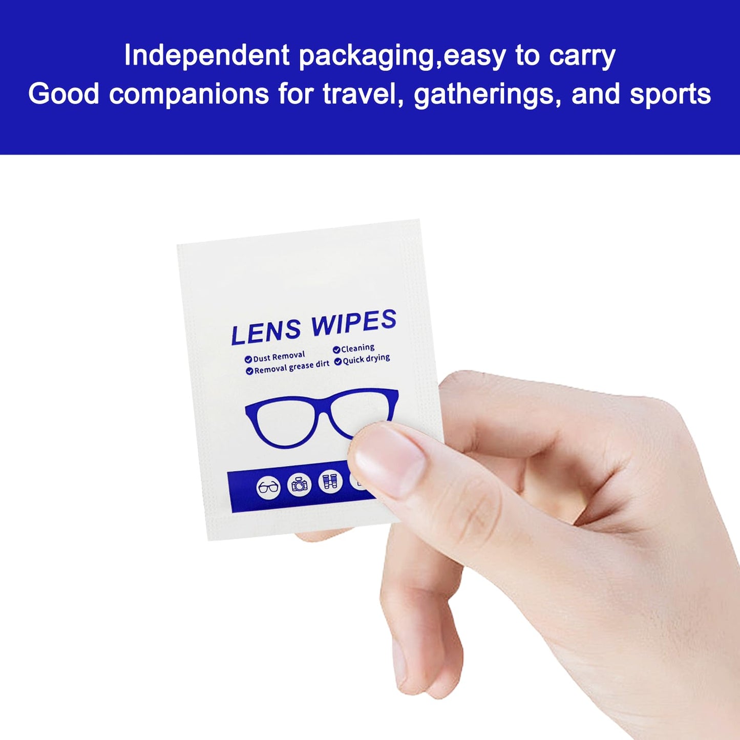 Lens Wipes 220pcs – Individually Wrapped Pre-Moistened Wipes for Eyeglasses, Phone Screens & Cameras