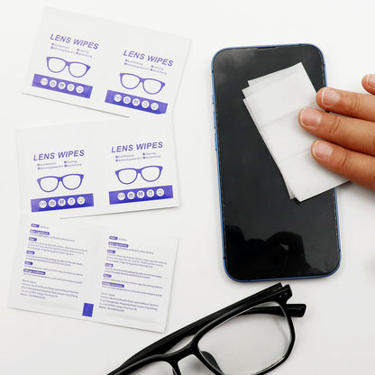 Lens Wipes 220pcs – Individually Wrapped Pre-Moistened Wipes for Eyeglasses, Phone Screens & Cameras
