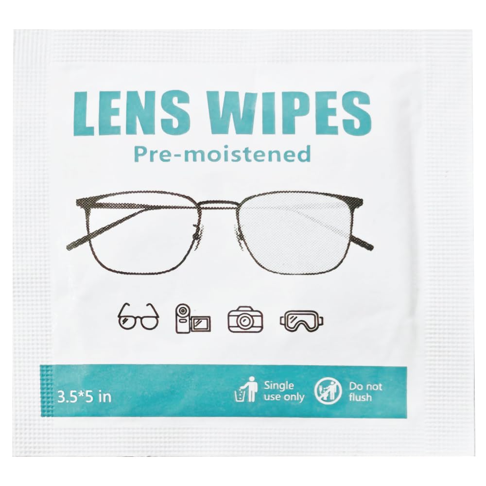 200 Count Lens Wipes for Eyeglasses – Pre-Moistened, Individually Wrapped Cleaners for Glasses, Screens and Camera Lenses
