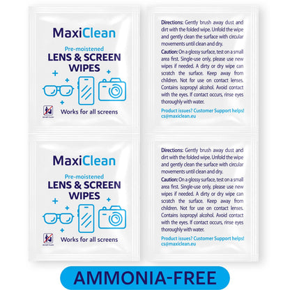 Lens Wipes for Eyeglasses – 200 Pre-Moistened Wipes | Glasses Cleaner for Eyewear, Sunglasses, Cameras, Screens