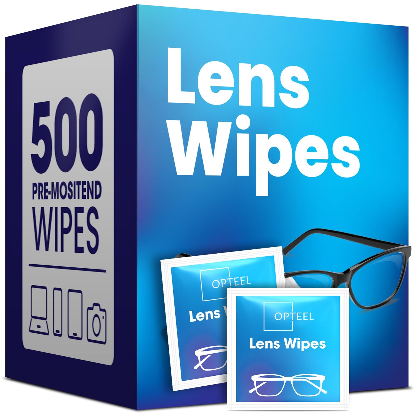 Lens Wipes for Eyeglasses: 500-Count Pre-moistened Cleaning Wipes, Scratch-Free & Streak-Free