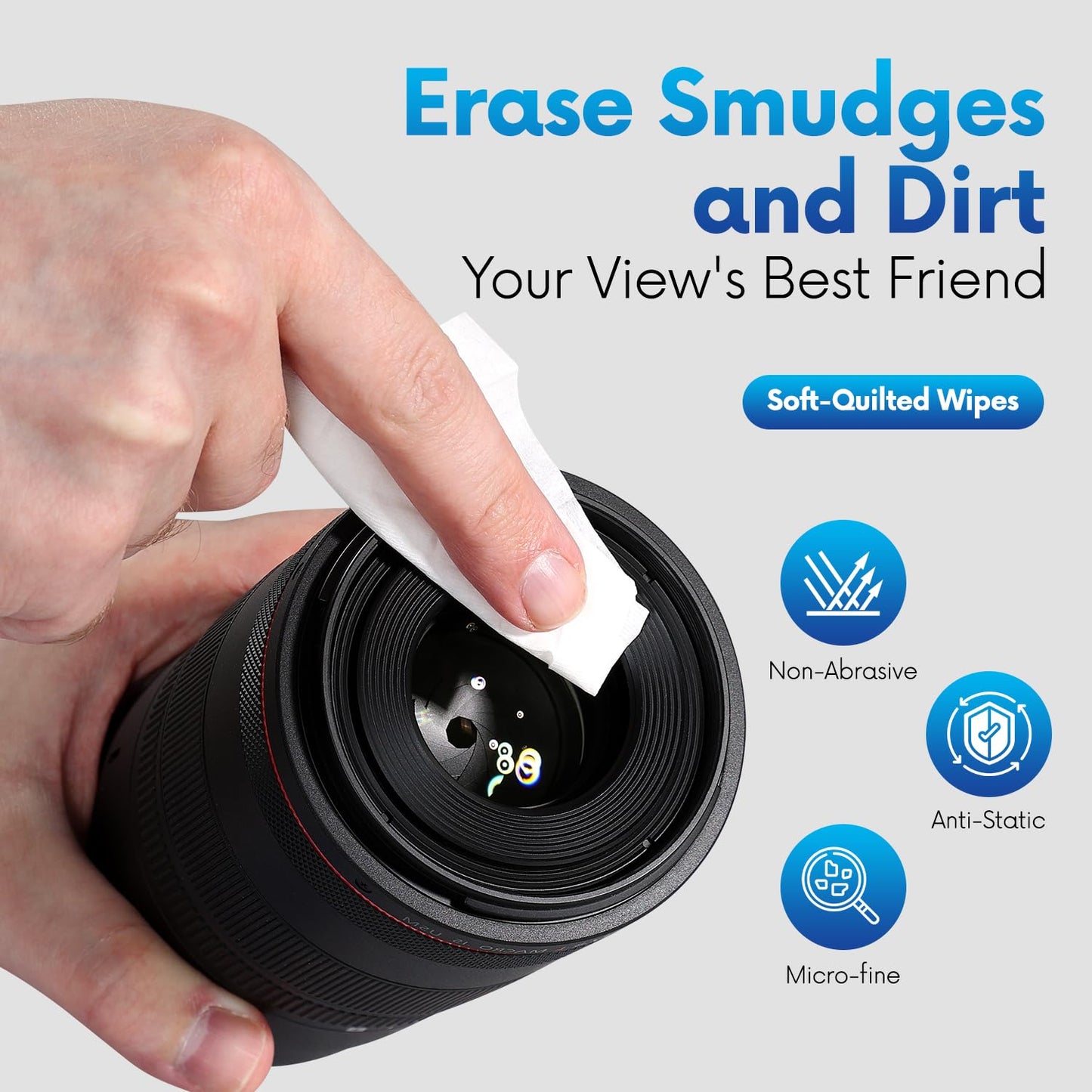 Lens Wipes for Eyeglasses: 500-Count Pre-moistened Cleaning Wipes, Scratch-Free & Streak-Free