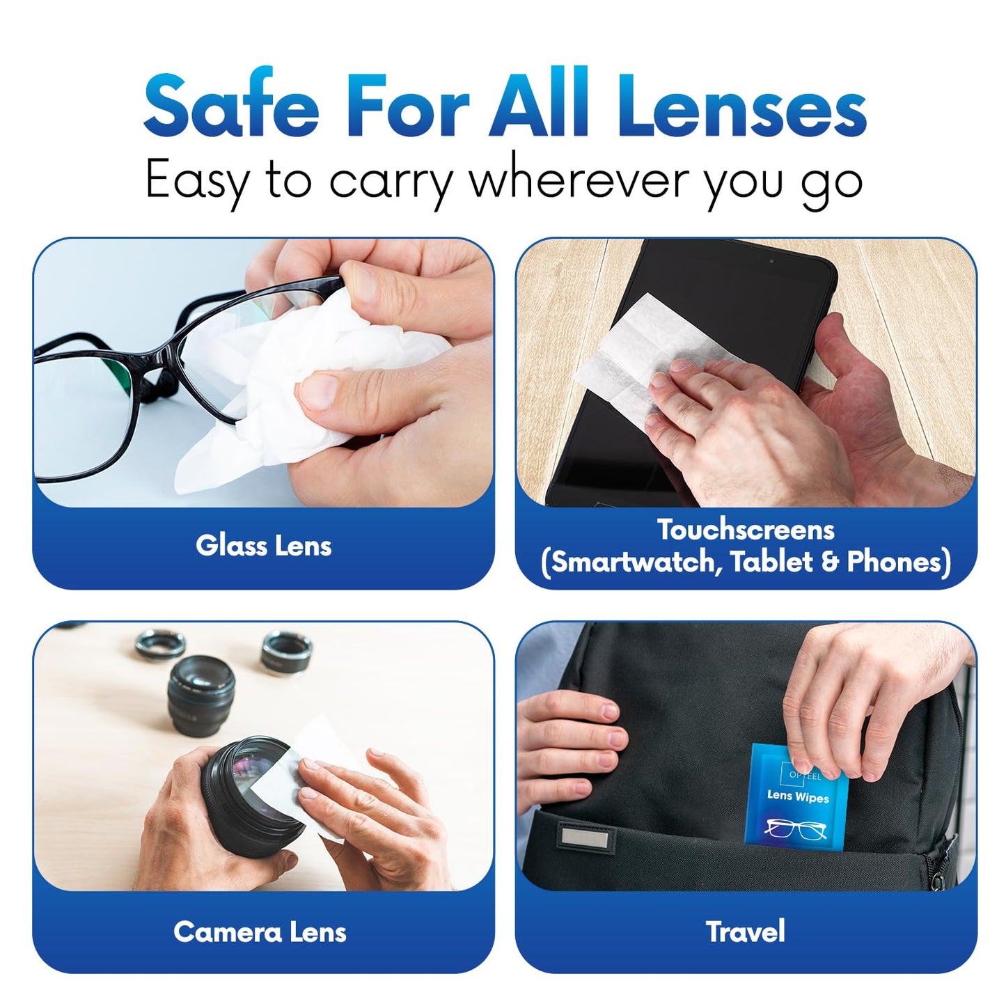 Lens Wipes for Eyeglasses: 500-Count Pre-moistened Cleaning Wipes, Scratch-Free & Streak-Free