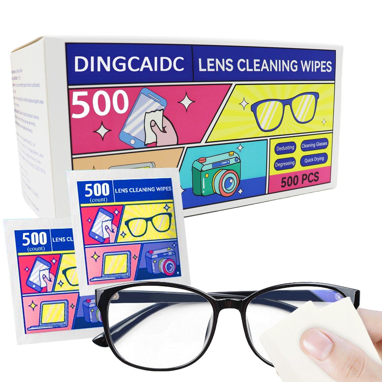 Lens Wipes for Eyeglasses & Screens – 500 Count, Gentle & Portable