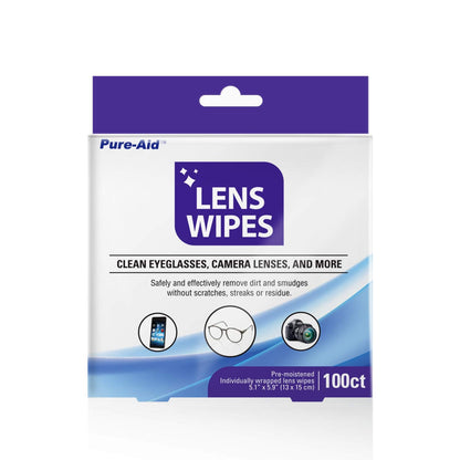 Lens Wipes 100ct (1pk) – Clean Eyeglasses, Lenses & Smartphones | Pure-Aid