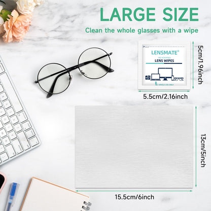 Lensmate 220 Count Lens Wipes – Pre-Moistened & Individually Wrapped Eyeglass Cleaning Wipes