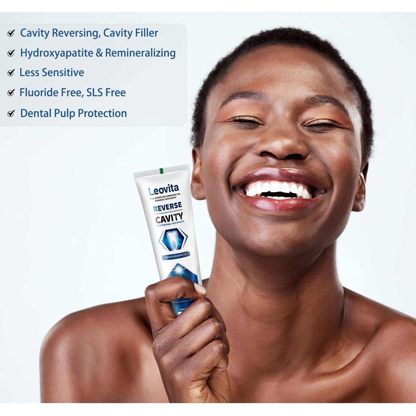 Leovita Cavity Reversing Toothpaste for Adults | Hydroxyapatite Remineralizing, Fluoride & SLS Free | 3.52 oz