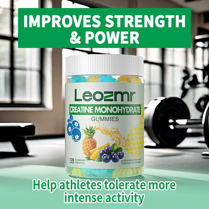 Leozmr Creatine Monohydrate Gummies 5g per Serving – 120 Count, Blueberry Pineapple | Vegan, Sugar-Free