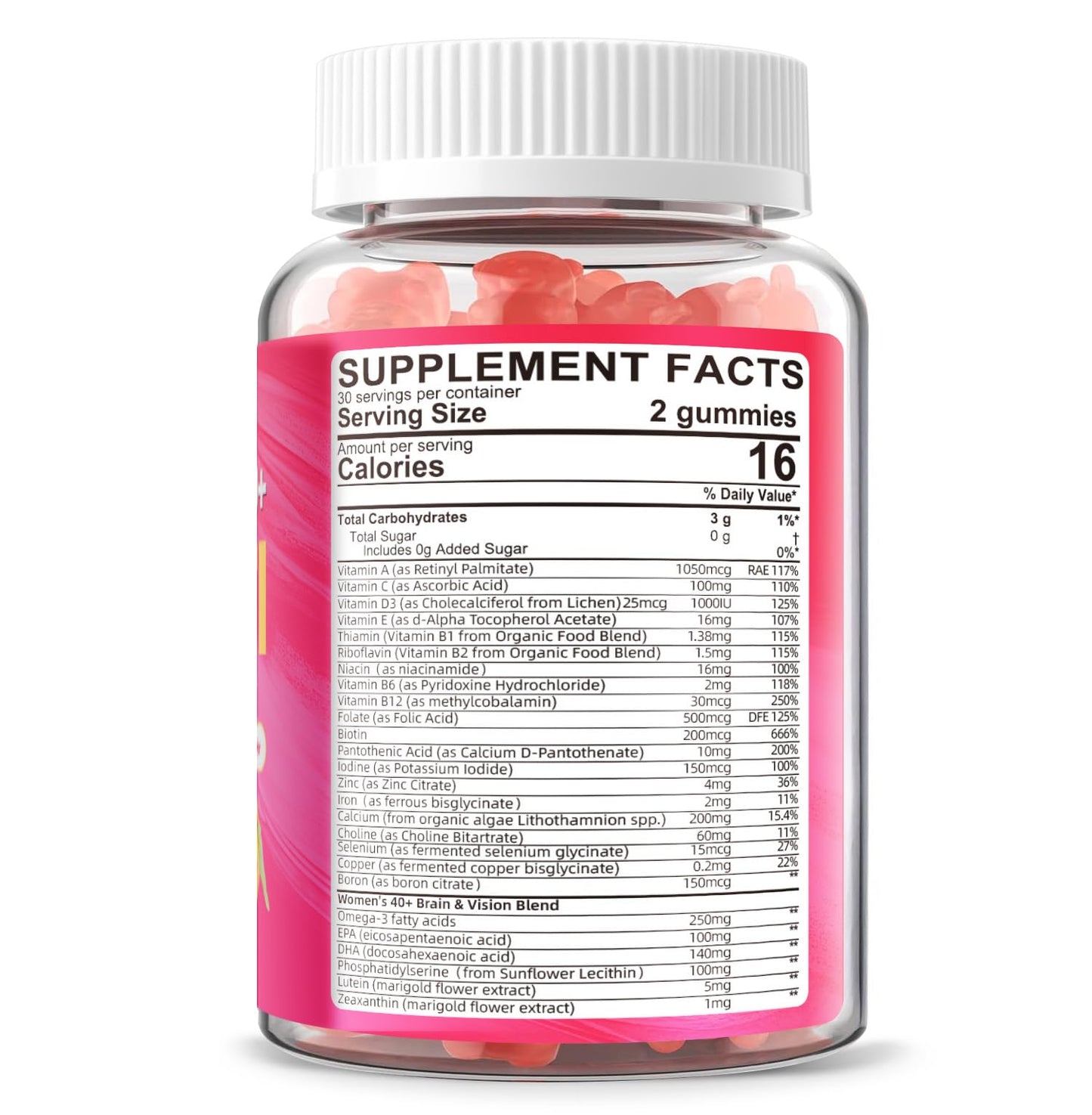 Lerinettia Multivitamin for Women Gummies 40+ with Omega-3, Iron, D3 – Vegan, Sugar Free, 60 Count
