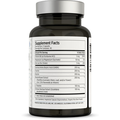 LES Labs GABA Health – Calm Mind & Deep Sleep Support – 90 Capsules, Non-GMO