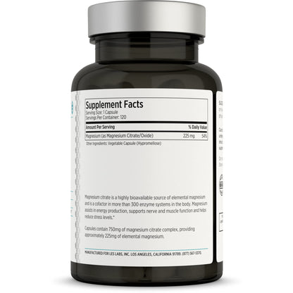 LES Labs Magnesium Citrate – 120 Capsules | Stress Relief, Sleep Support & Heart Health