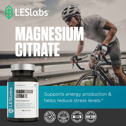 LES Labs Magnesium Citrate – 120 Capsules | Stress Relief, Sleep Support & Heart Health