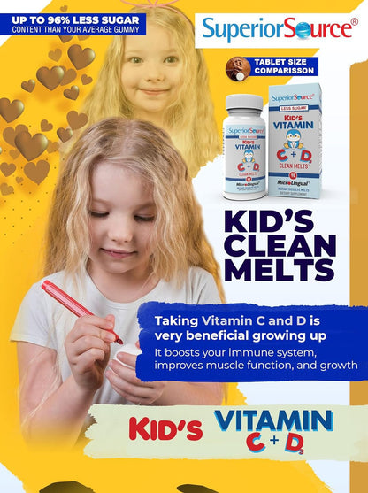 Superior Source Kid's Vitamin C & D3 Clean Melts – Immune Support for Kids
