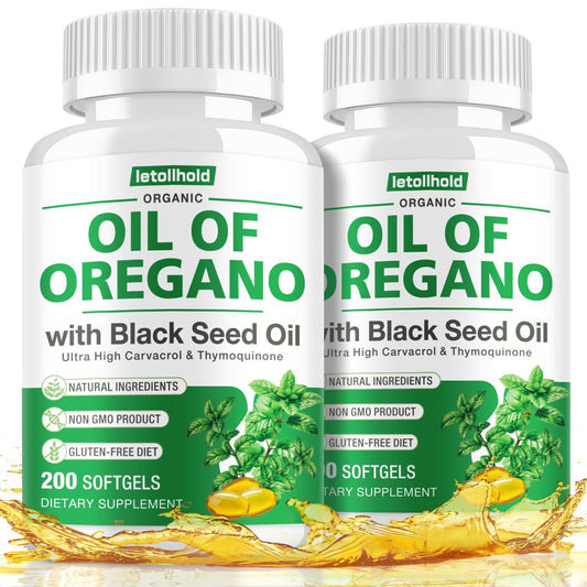 Letollhold Oil of Oregano with Black Seed Oil Softgels – 400 Count, Organic, High Carvacrol, Immune & Antioxidant Support BritishVita | Premium UK Vitamins & Wellness Supplements