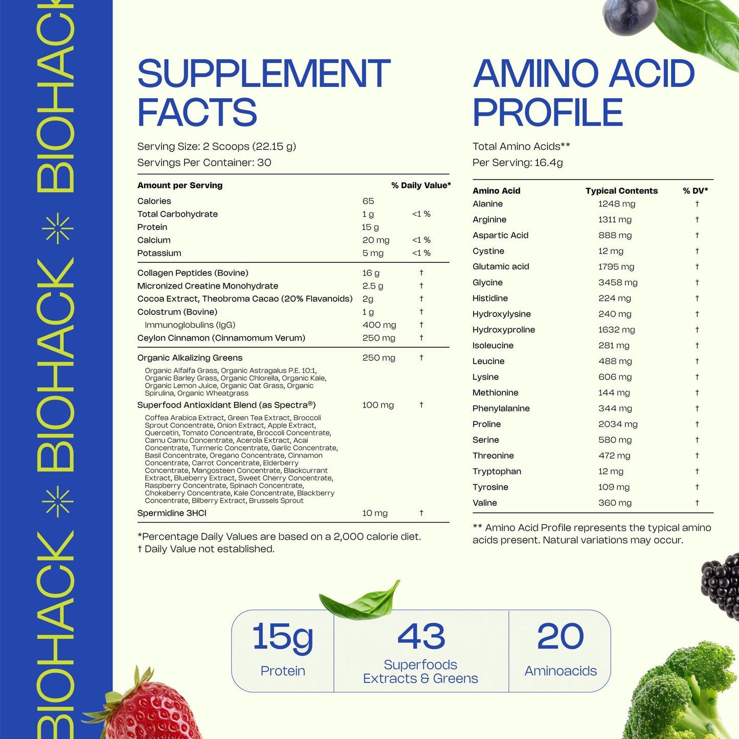 LevelUp Biohack Ageless: Colostrum Collagen Superfoods Antioxidants Spermidine Amino Acids Creatine for Women and Men, Total Body Rejuvenation (Dark Chocolate Cinnamon)
