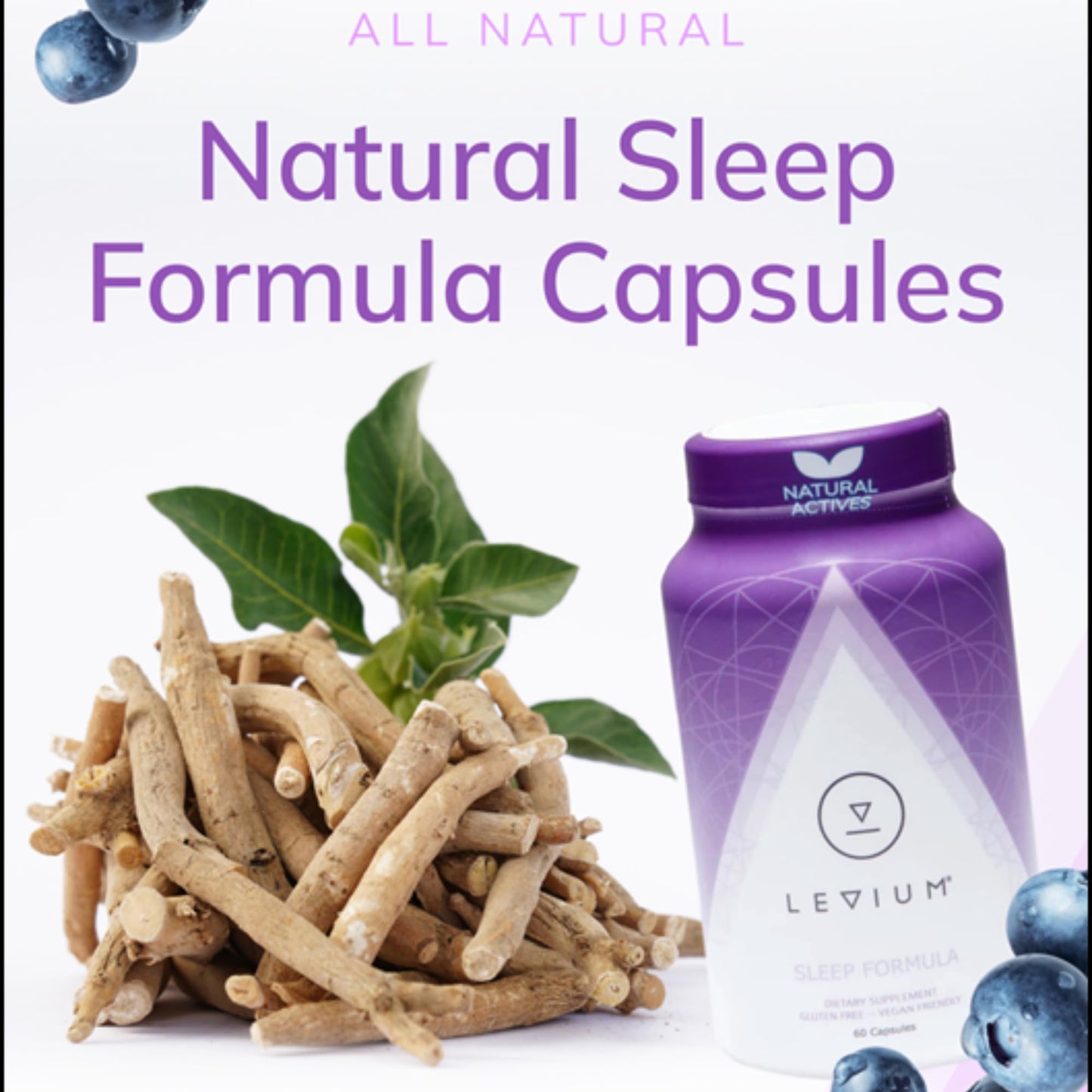 Levium Sleep Formula Supplement | Natural Relaxation Capsules with Melatonin, GABA, L-Theanine, Magnesium | 60 Count Bottle – 30 Day Supply
