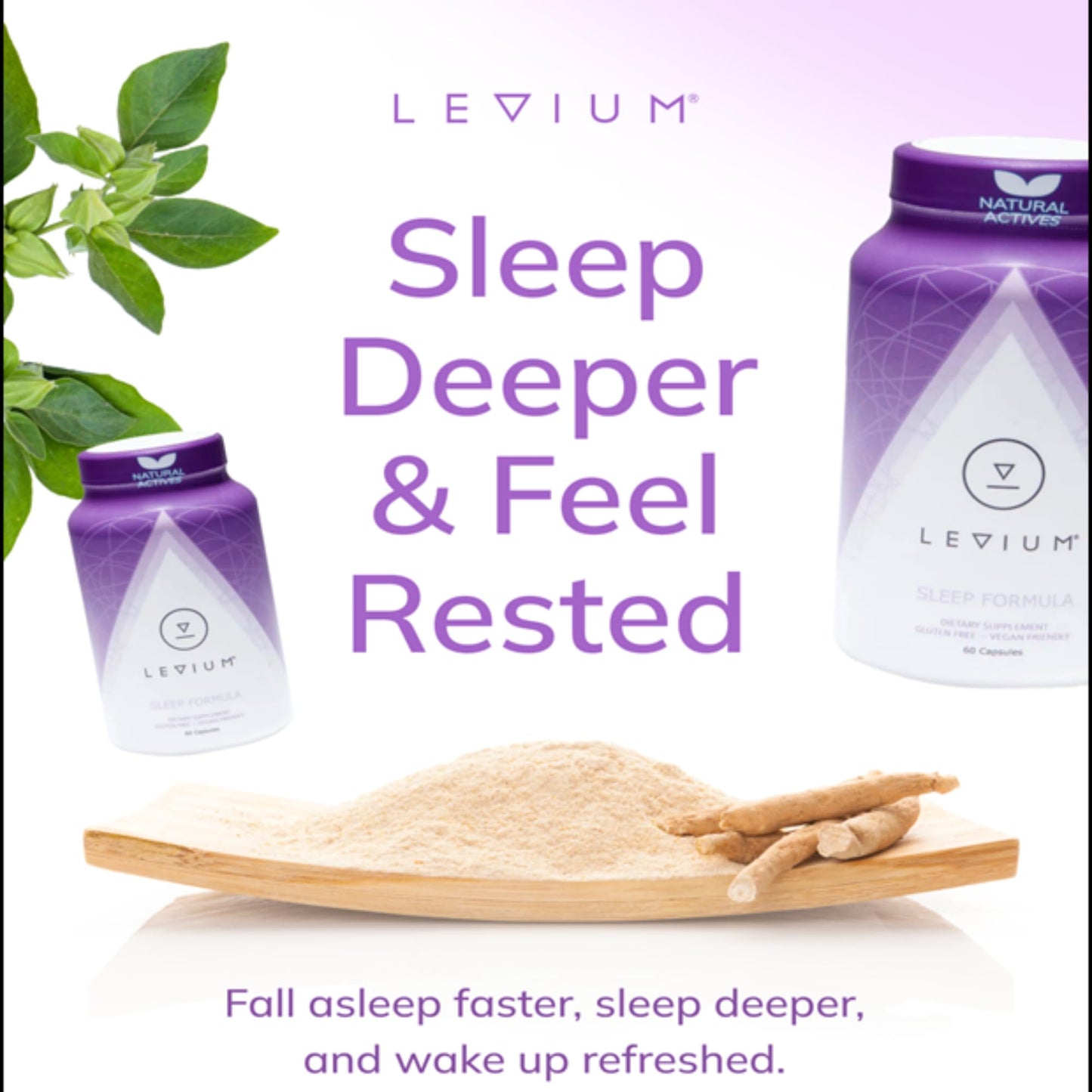 Levium Sleep Formula Supplement | Natural Relaxation Capsules with Melatonin, GABA, L-Theanine, Magnesium | 60 Count Bottle – 30 Day Supply