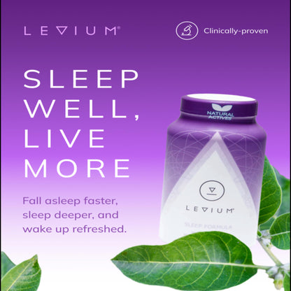 Levium Sleep Formula Supplement | Natural Relaxation Capsules with Melatonin, GABA, L-Theanine, Magnesium | 60 Count Bottle – 30 Day Supply