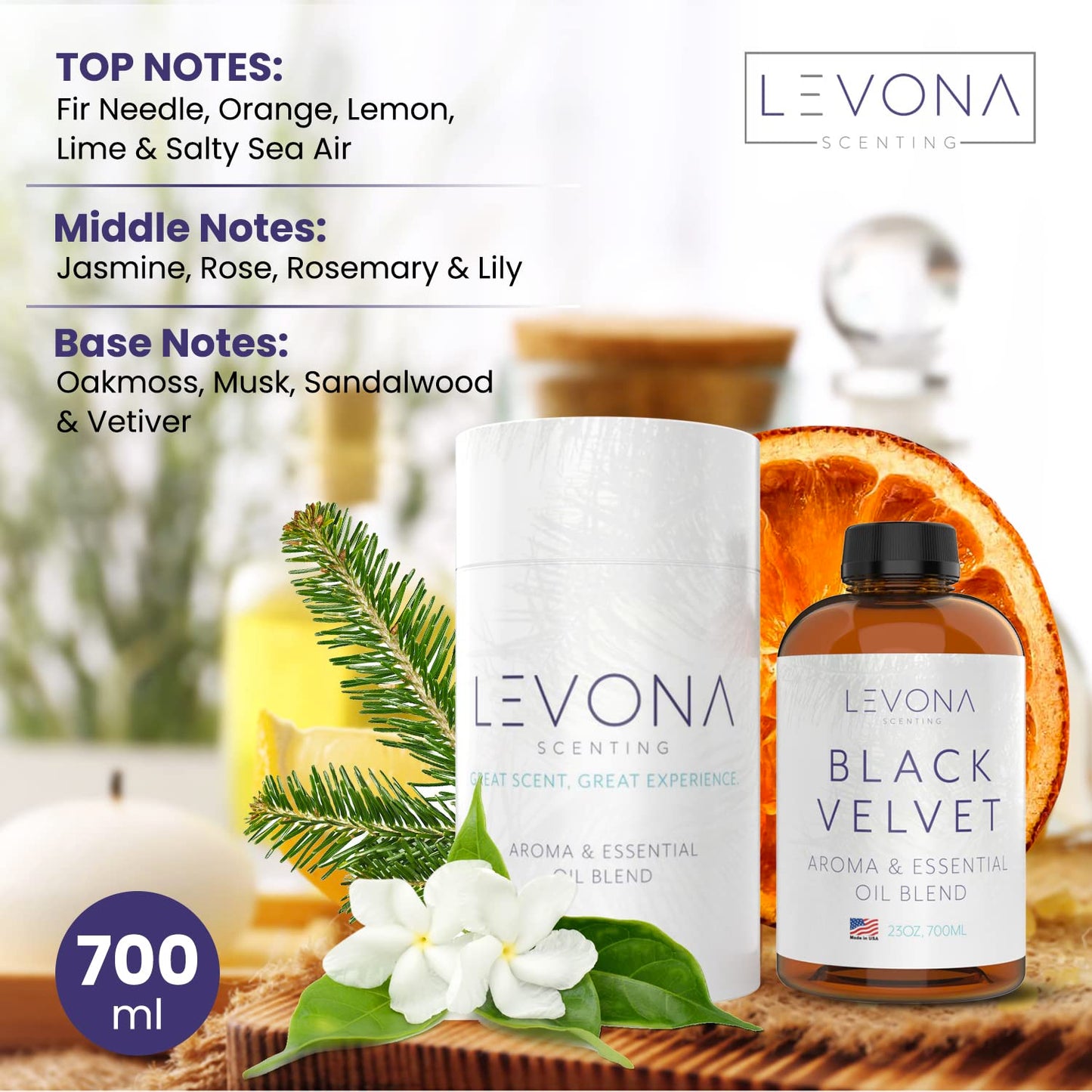 Levona Black Velvette Diffuser Oils – Woody Citrus & Floral Blends