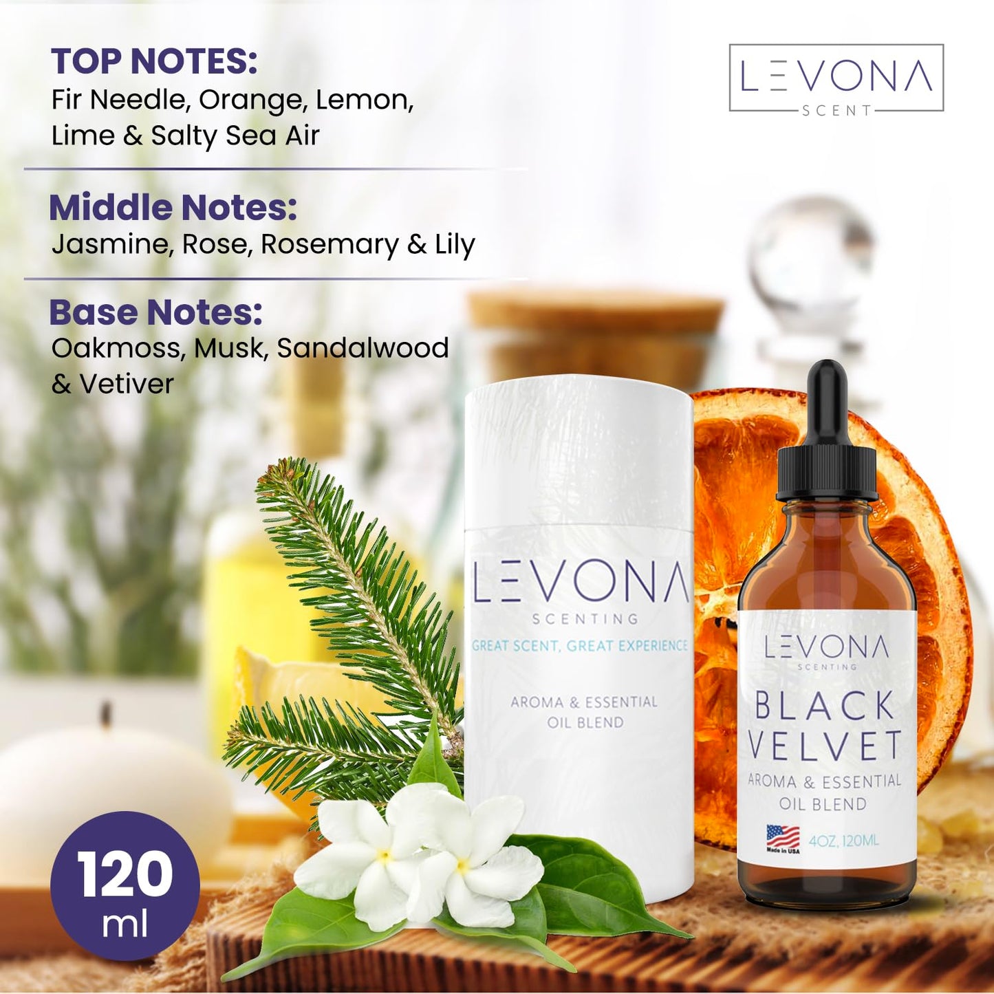 Levona Scents Black Velvette Diffuser Oils – Woody Citrus & Floral