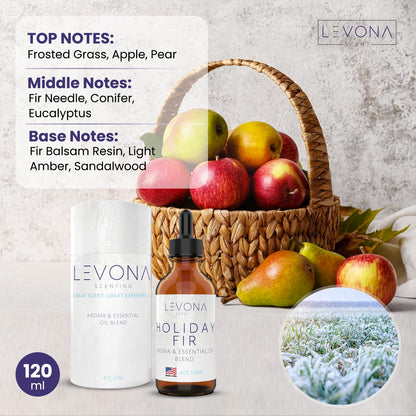Levona Scent Christmas Essential Oil for Diffuser – Holiday Fir, Winter Fir & Balsam (120ml)