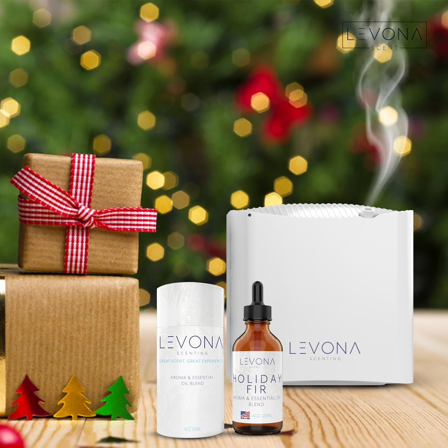 Levona Scent Christmas Essential Oil for Diffuser – Holiday Fir, Winter Fir & Balsam (120ml)