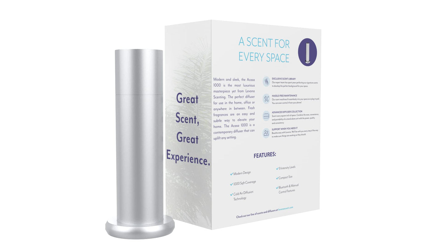 Levona Scent Waterless Diffuser – Smart Plug-In Essential Oil Diffuser (Brushed Silver, 120ml Included)