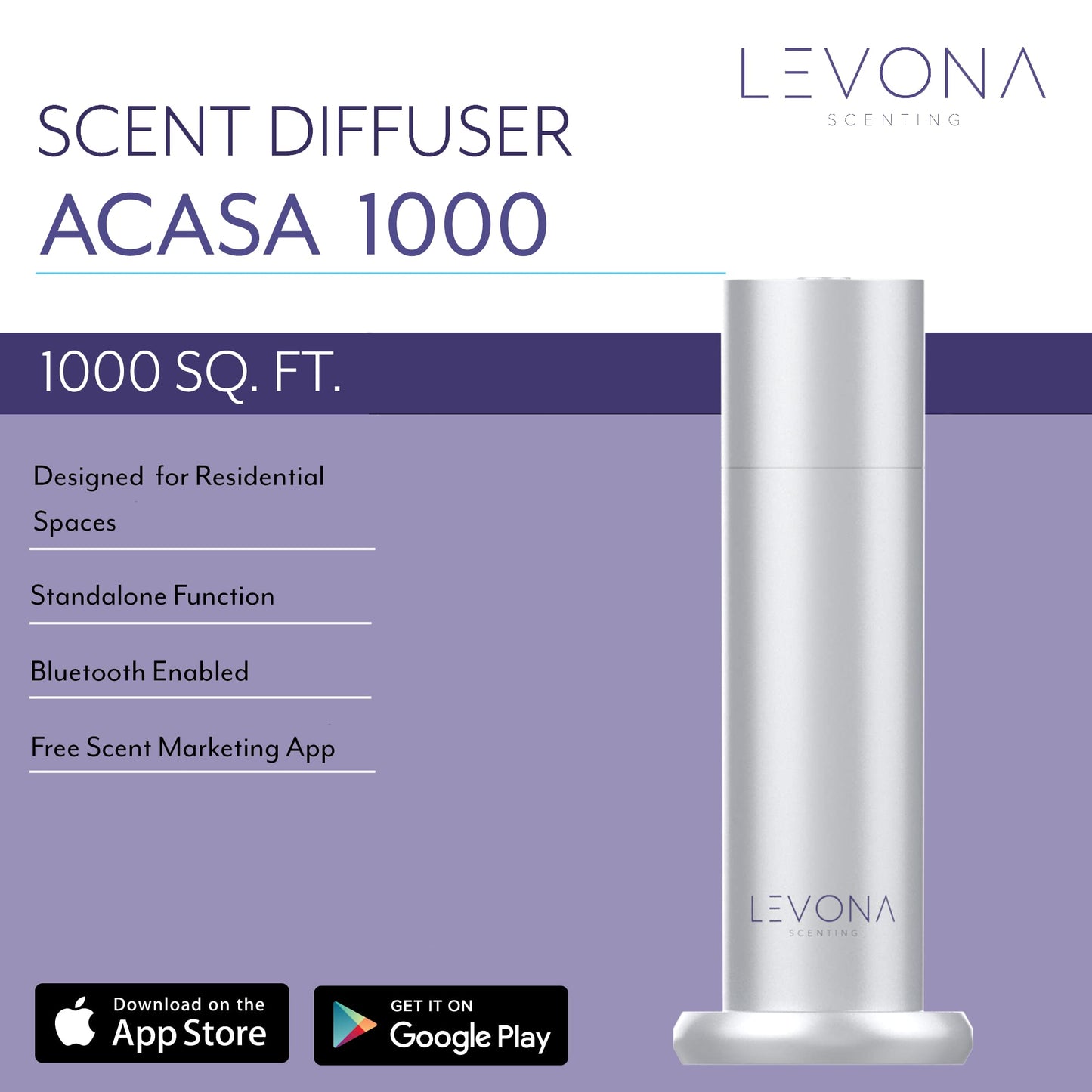 Levona Scent Waterless Diffuser – Smart Plug-In Essential Oil Diffuser (Brushed Silver, 120ml Included)