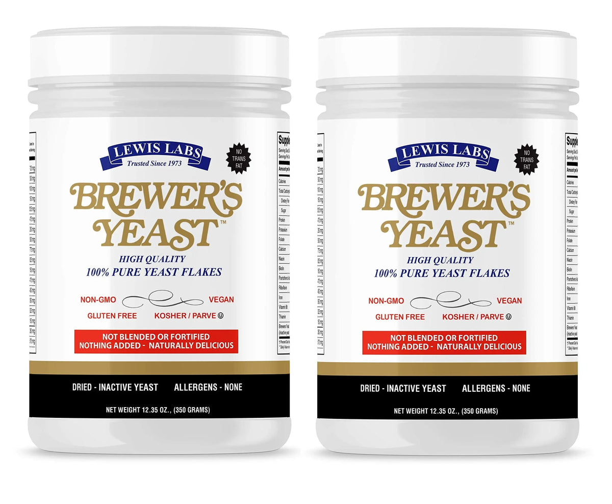 Lewis Labs Brewer's Yeast Flakes – Rich in B-Vitamins & Amino Acids | Vegan, Gluten-Free | Unsweetened, 2 Pack BritishVita | Premium UK Vitamins & Wellness Supplements