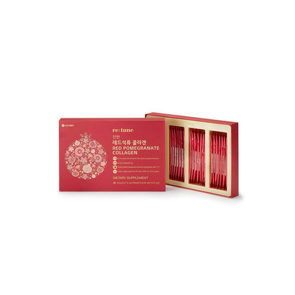 LG H&H Re:tune Red Pomegranate Collagen – 500 mg Fish Scale Peptide, 71% Pomegranate, 28 Packets