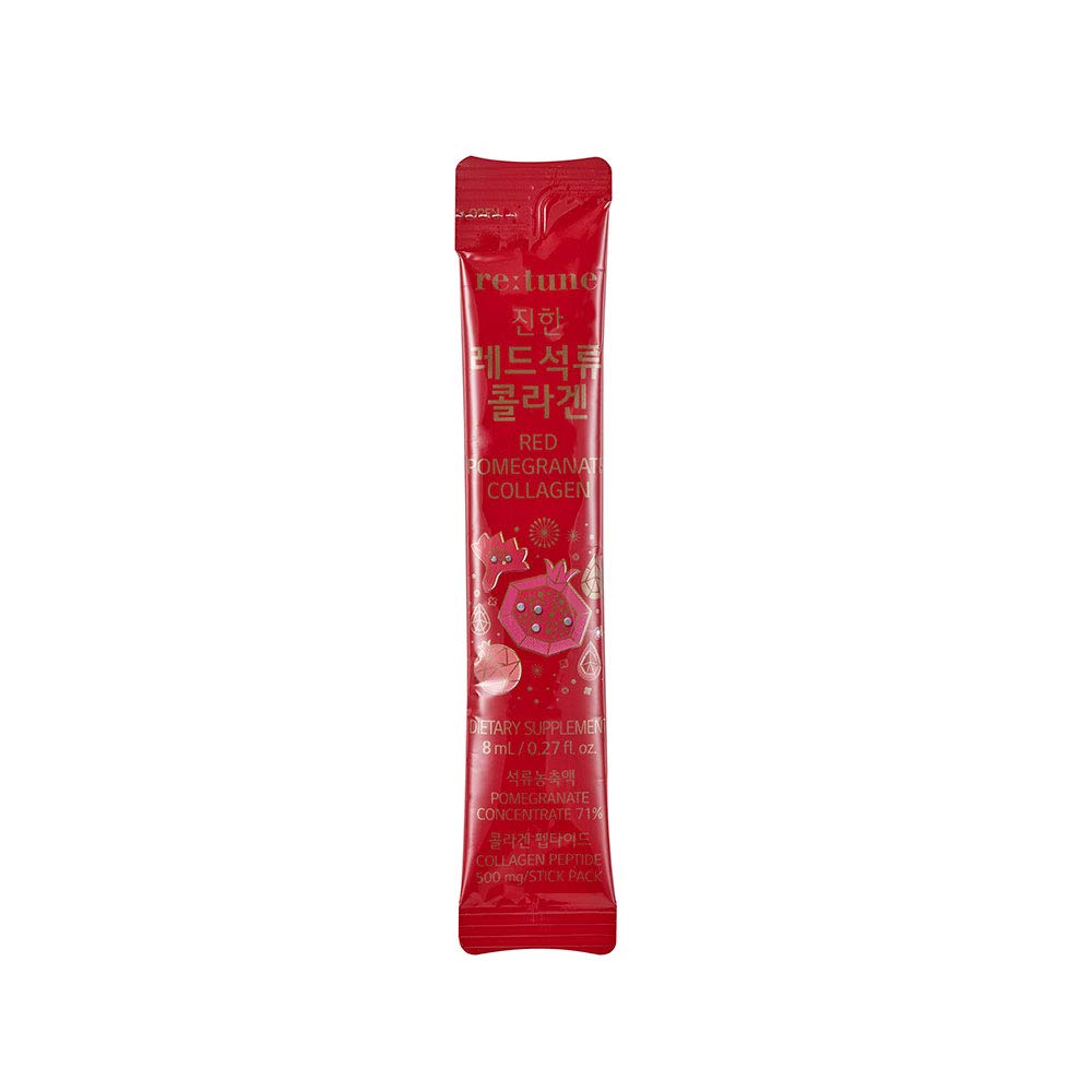 LG H&H Re:tune Red Pomegranate Collagen – 500 mg Fish Scale Peptide, 71% Pomegranate, 28 Packets