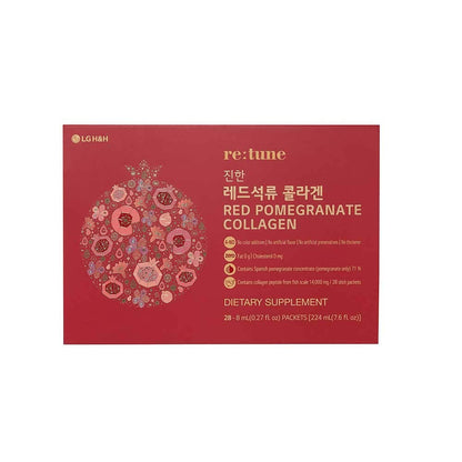 LG H&H Re:tune Red Pomegranate Collagen – 500 mg Fish Scale Peptide, 71% Pomegranate, 28 Packets