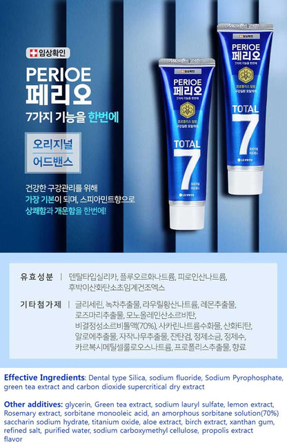 LG Total 7 Perioe Original Advance Toothpaste 4.23oz (120g) – 3-Pack (Korea)