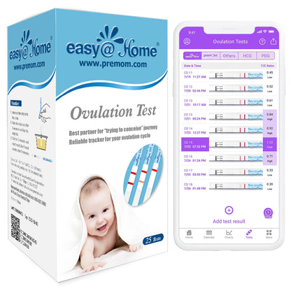 Easy@Home Ovulation Test Strips – 25 Pack, Premom App Compatible