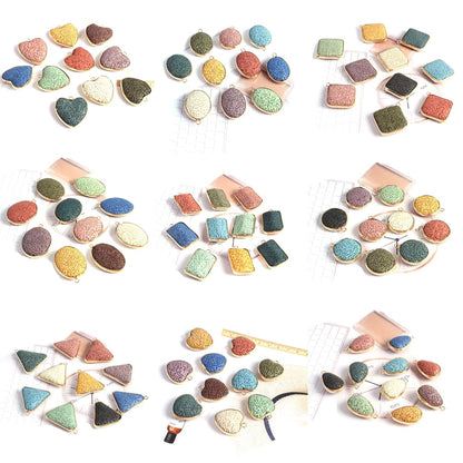 LHJ 6 Pcs Natural Lava Stone Pendants – Volcanic Rock Diffuser for Jewelry Making