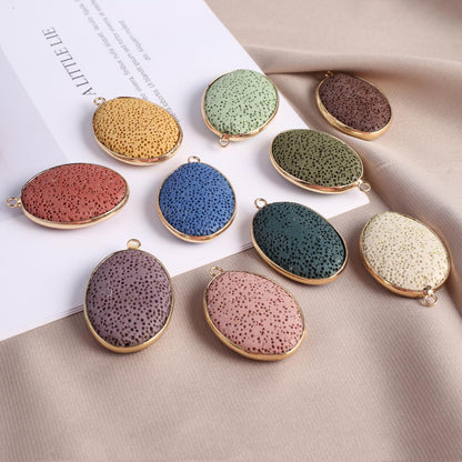 LHJ 6 Pcs Natural Lava Stone Pendants – Volcanic Rock Diffuser for Jewelry Making