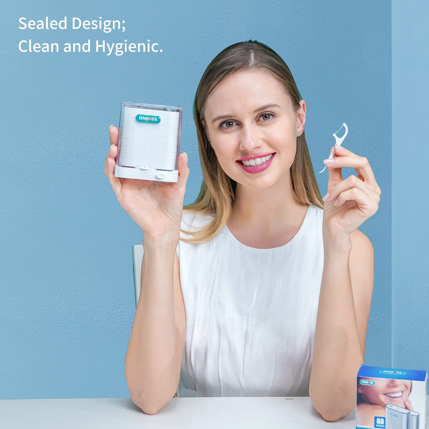 LIAMOSS Dental Floss Dispenser - 308-Count Auto Pop-Up Organizer for Adults