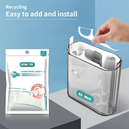 LIAMOSS Dental Floss Dispenser - 308-Count Auto Pop-Up Organizer for Adults