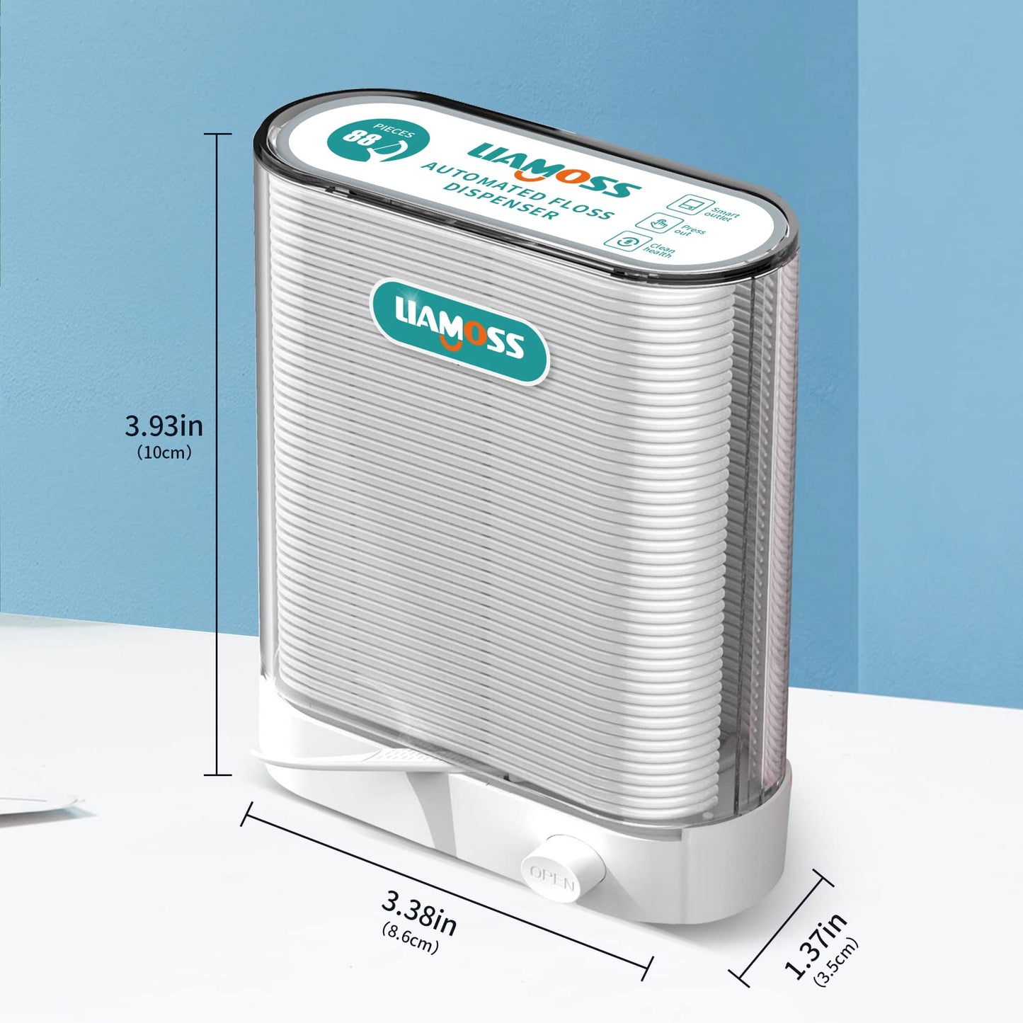 LIAMOSS Dental Floss Dispenser - 308-Count Auto Pop-Up Organizer for Adults