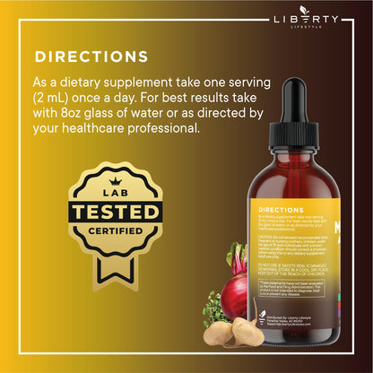 Liberty Lifestyle Organic Maca Root Liquid Drops – Multivitamin for Women & Men (2oz)