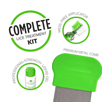 Lice Treatment Kit by Lice Clinics of America — Safe, Non-Toxic, Complete Kit with 5.25 oz Liquid Gel & Metal Comb