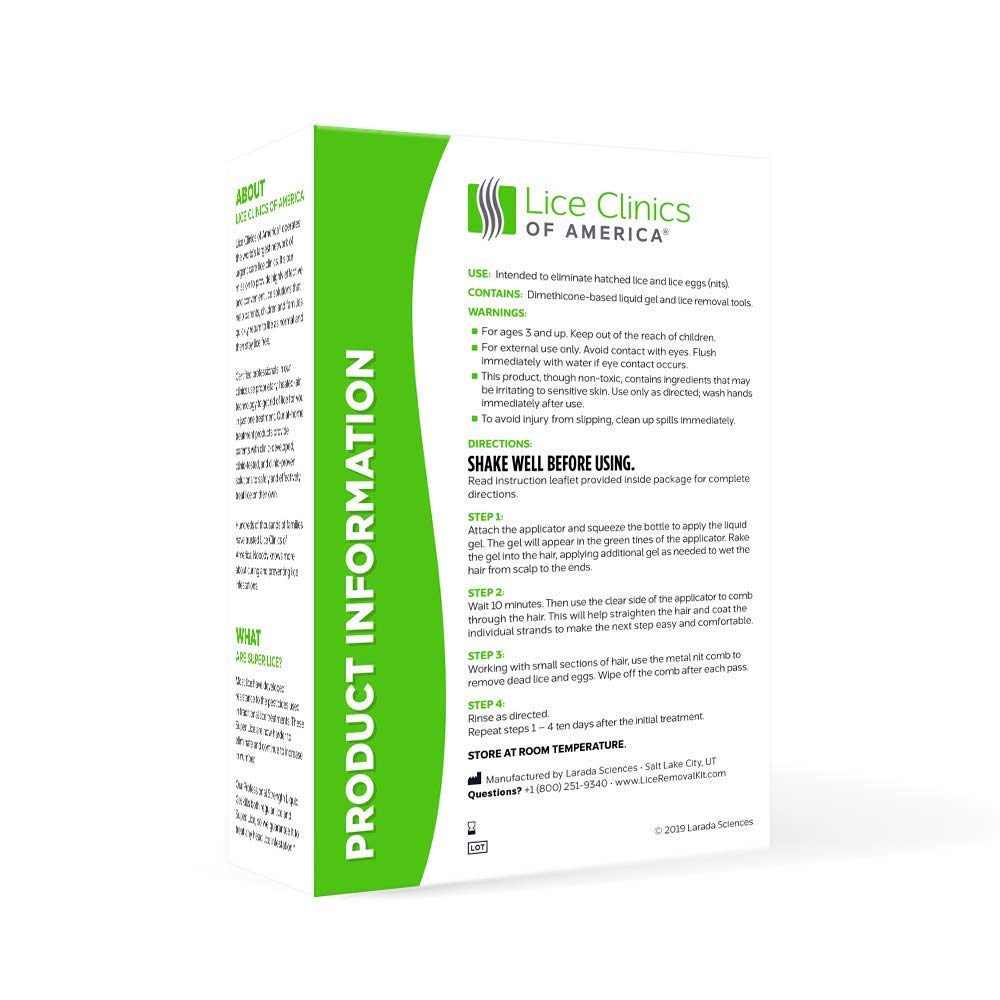 Lice Treatment Kit by Lice Clinics of America — Safe, Non-Toxic, Complete Kit with 5.25 oz Liquid Gel & Metal Comb