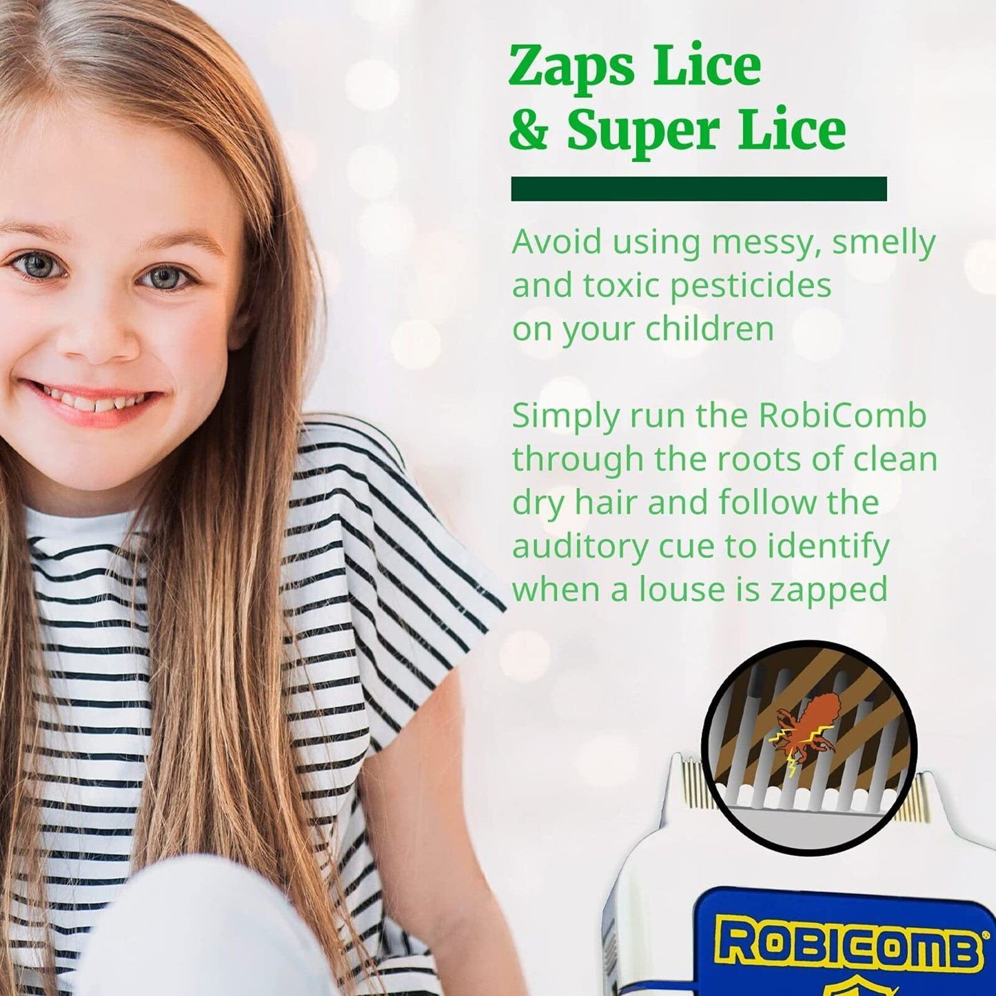 LiceGuard RobiComb Electronic Lice Comb – Gentle Zapping Treatment