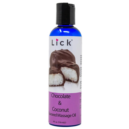 Lick Chocolate Coconut Bliss Massage Oil – Rich, Body-Safe, 4 oz