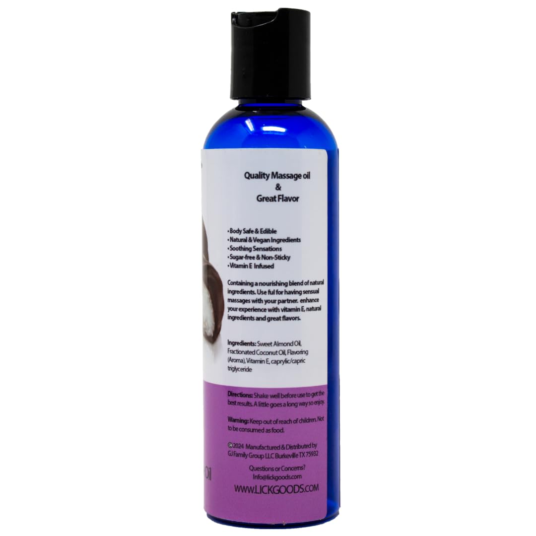 Lick Chocolate Coconut Bliss Massage Oil – Rich, Body-Safe, 4 oz